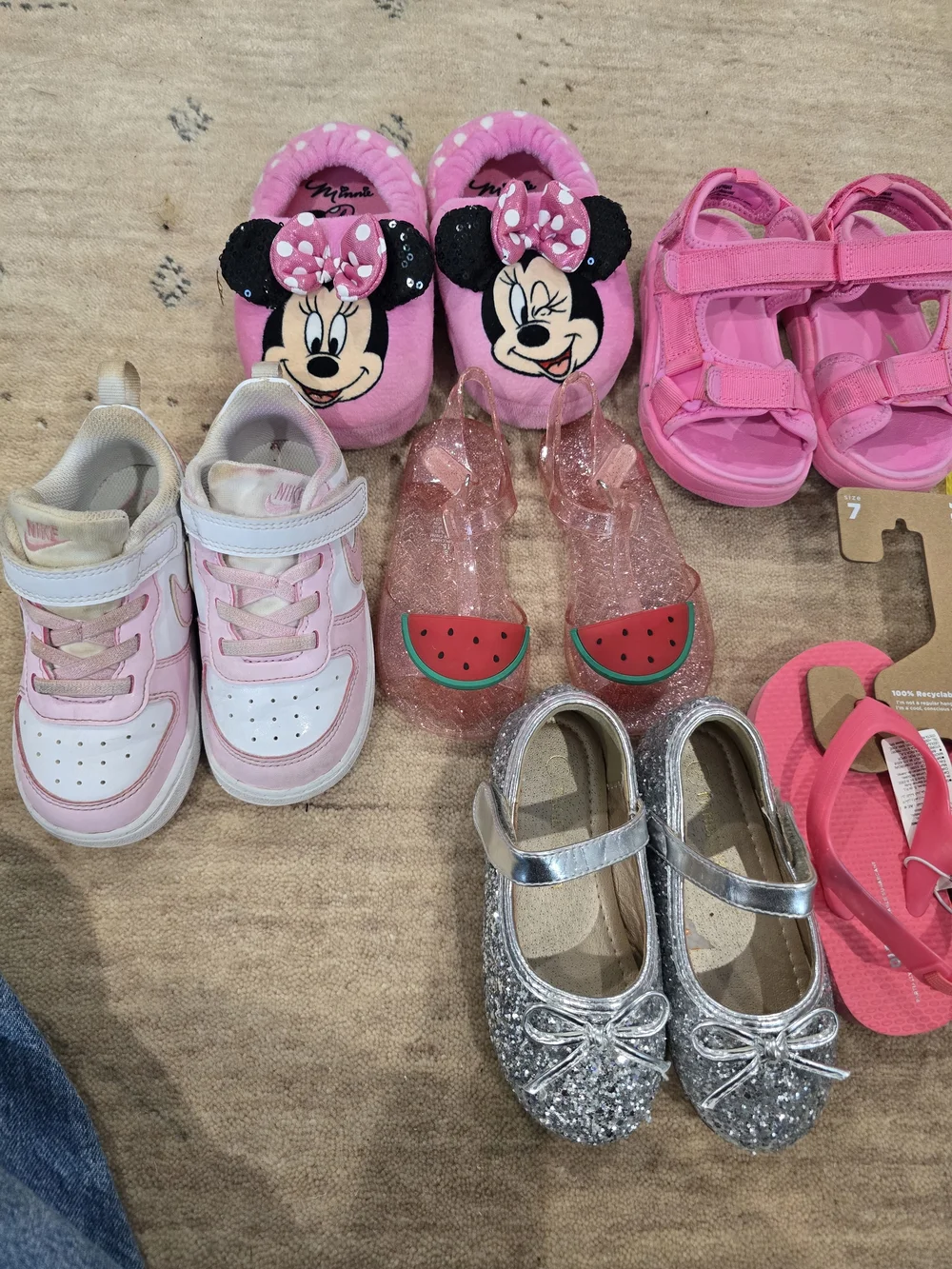 Minnie Mouse Pink Toddler Slippers - Pink Girls' Character Shoes All Size 7-8